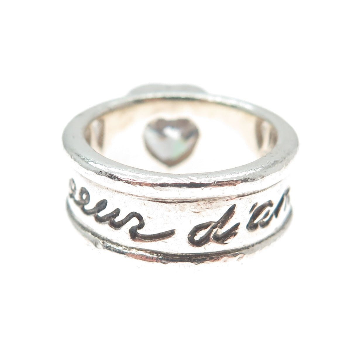 CAROLEE 925 Sterling Silver Vintage Heart-Cut C Z Le Coeur D'Amour Ring Size 5