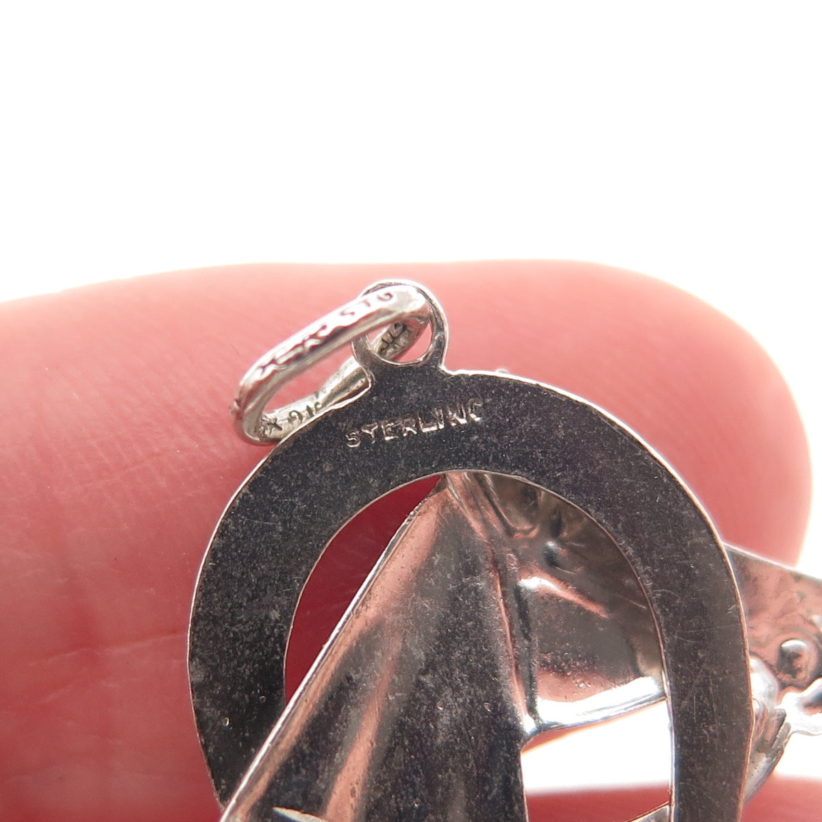 Carl Art Sterling Silver Antique Art Deco Horse & Horseshoe Mini Charm Pendant