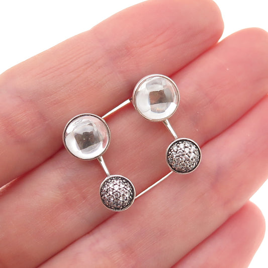 Pandora Sterling Crystal & C Z Dazzling Poetic Droplets Interchangeable Earrings
