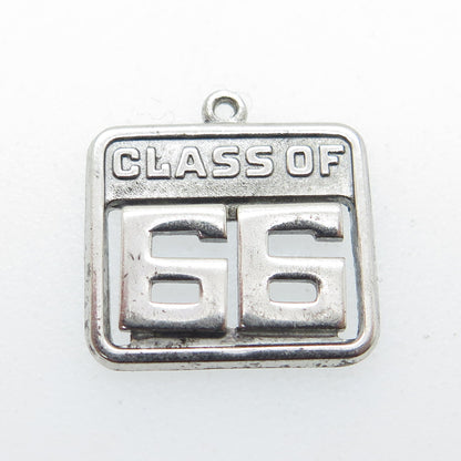 WELLS 925 Sterling Silver Vintage "Class of 1966" Charm Pendant