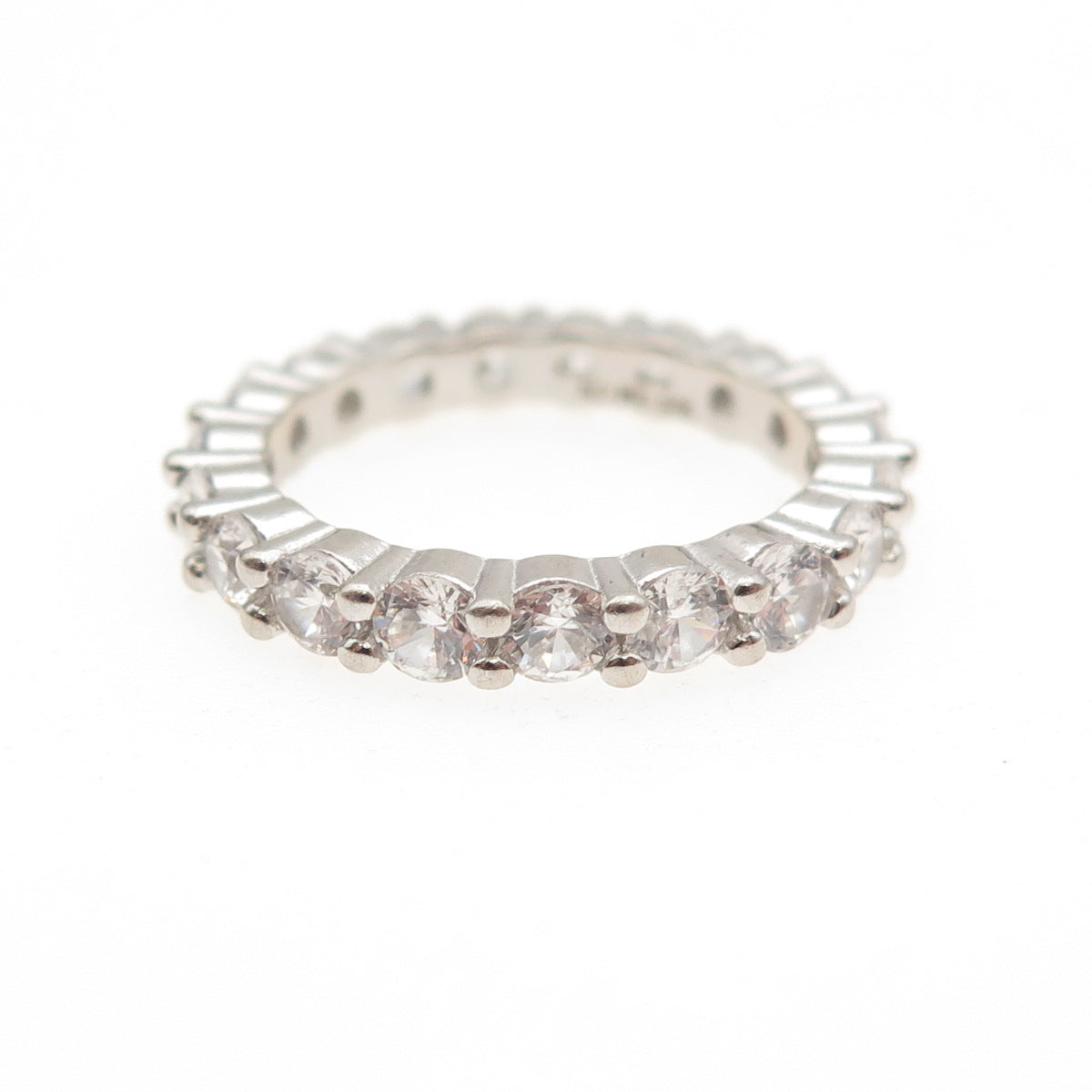 925 Sterling Silver Round-Cut C Z Eternity Band Ring Size 5