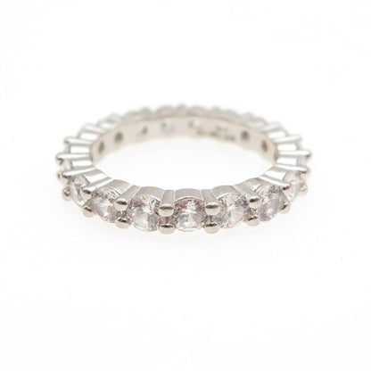 925 Sterling Silver Round-Cut C Z Eternity Band Ring Size 5