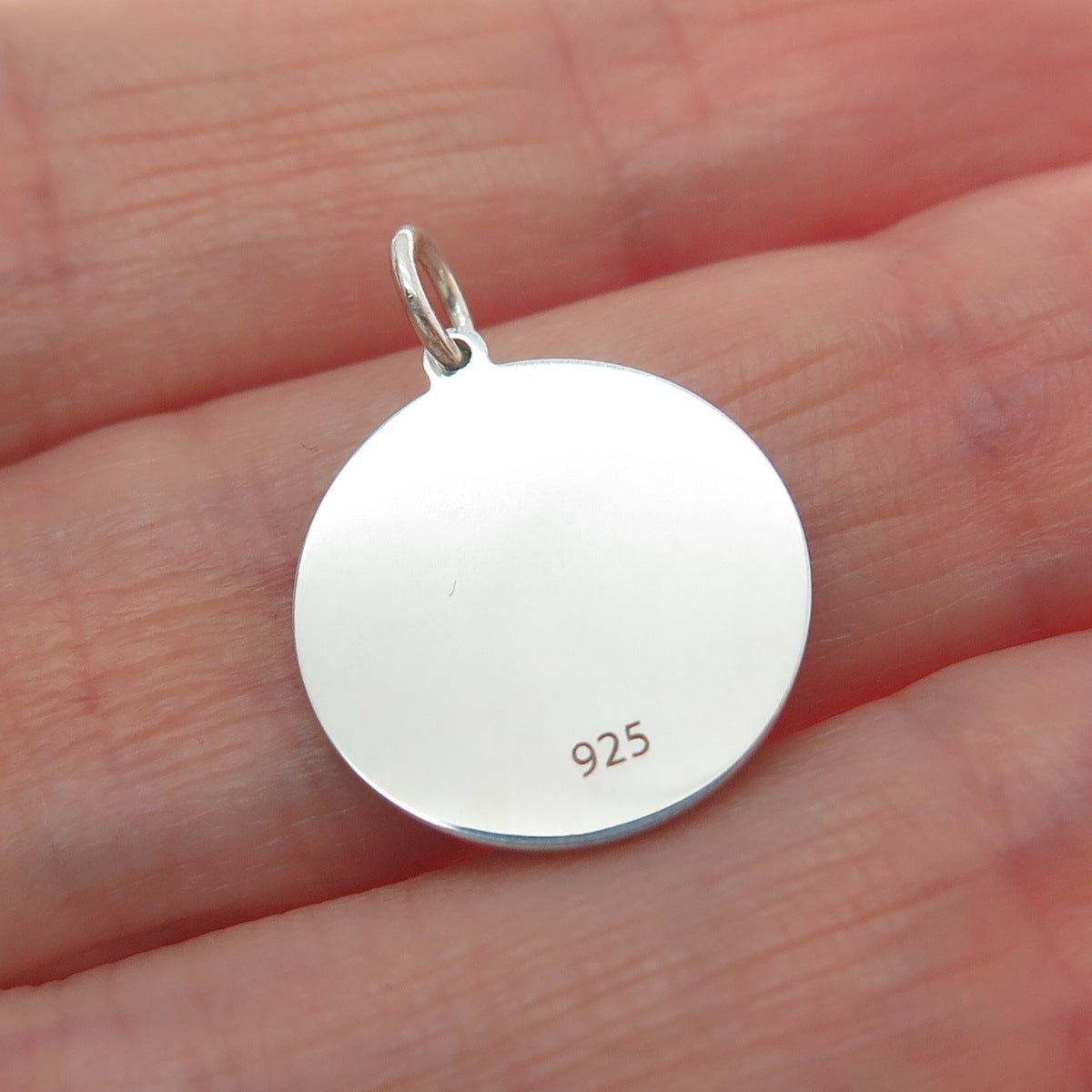 925 Sterling Silver Turquoise Enamel USA Map Round Tag Minimalist Charm Pendant
