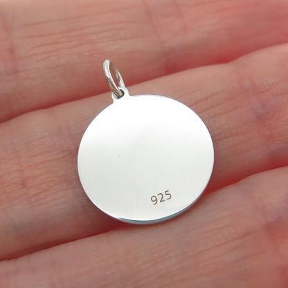 925 Sterling Silver Turquoise Enamel USA Map Round Tag Minimalist Charm Pendant