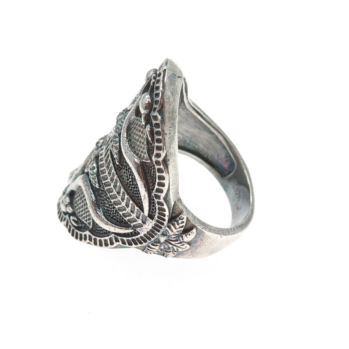 925 Sterling Silver Vintage TJC Bird of Paradise Oxidized Ring Size 9.5