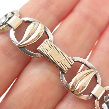 925 Sterling Silver 1/20 10K Gold Filled Antique Art Deco Flower Bracelet 7"