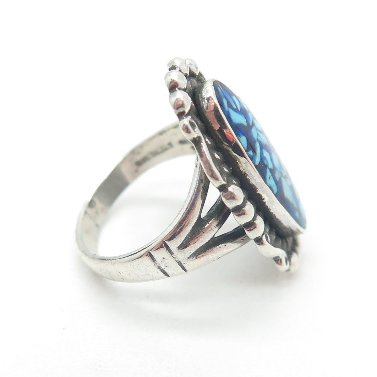 MAISELS INDIAN TRADING Sterling Silver Vintage Turquoise Inlay Ring Size 5.75