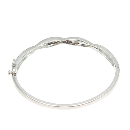 925 Sterling Silver Real Round-Cut Diamond Infinity Bangle Bracelet 7.25"