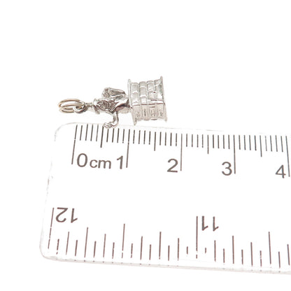 925 Sterling Silver Vintage Santa Claus in Chimney 3D Mini Charm Pendant