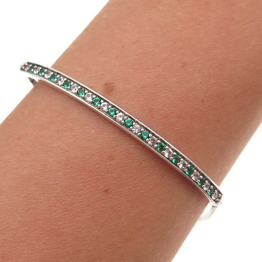 Karizia Spa KA-1772 Sterling Silver Real Chrome Diopside & C Z Bracelet 7-9.25"
