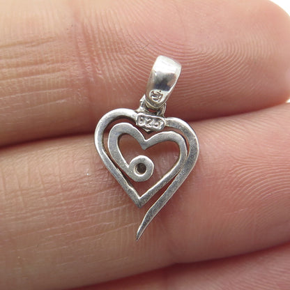 JEWELRY CONCEPTS Sterling Silver Real Diamond Spiral Heart Minimalist Pendant