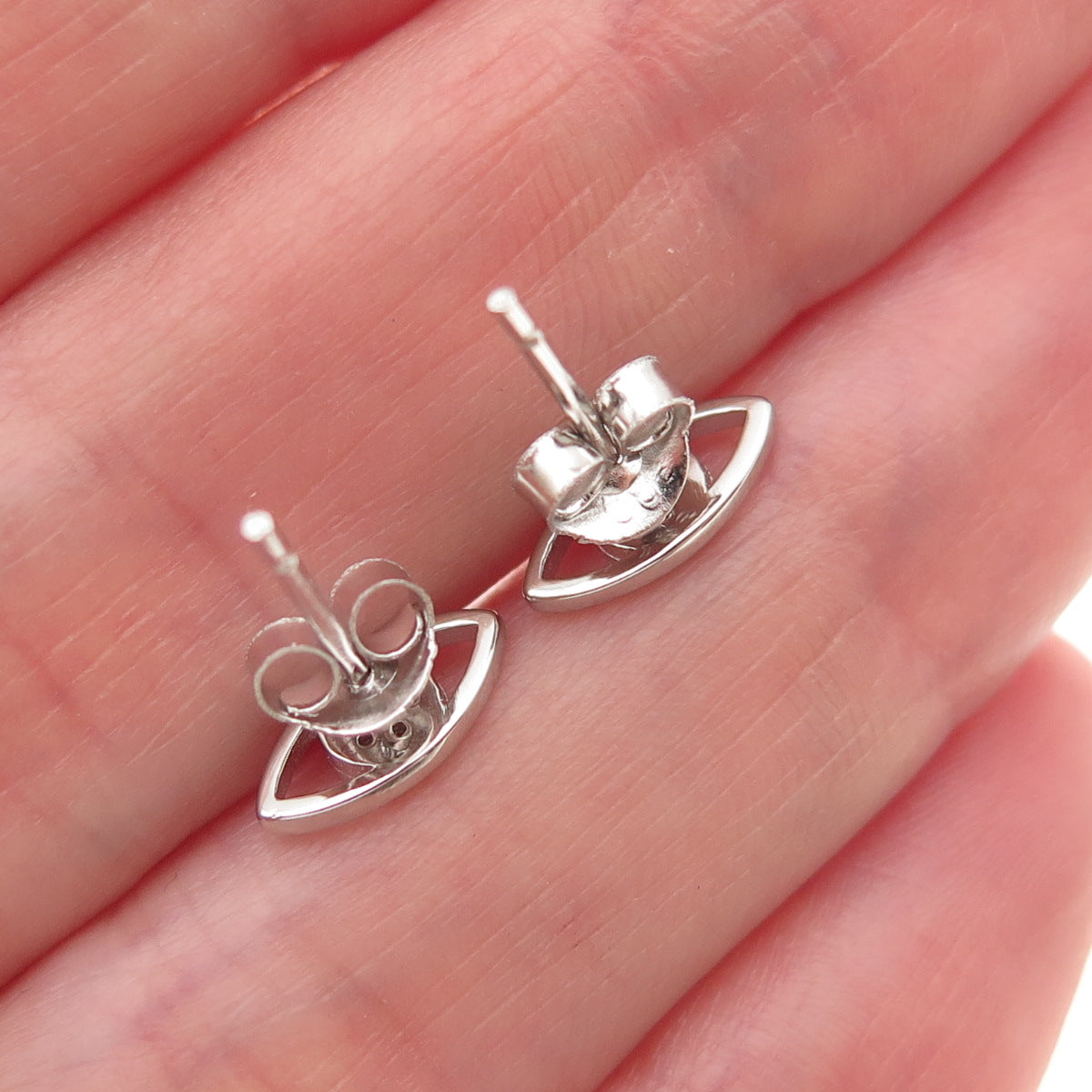 925 Sterling Silver Round-Cut C Z Evil's Eye Stud Earrings