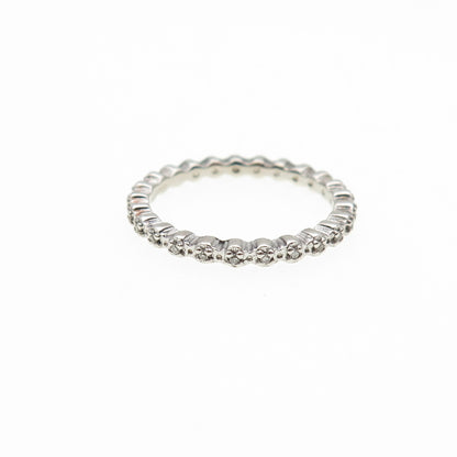925 Sterling Silver Real Round-Cut Diamond Eternity Stackable Band Ring Size 6