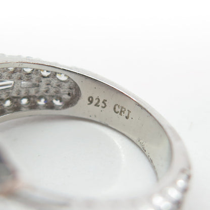 925 Sterling Silver Multi-Cut White C Z Engagement Ring Size 7.25