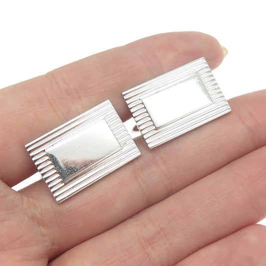 925 Sterling Silver Vintage Classic Engravable Rectangular Cufflinks