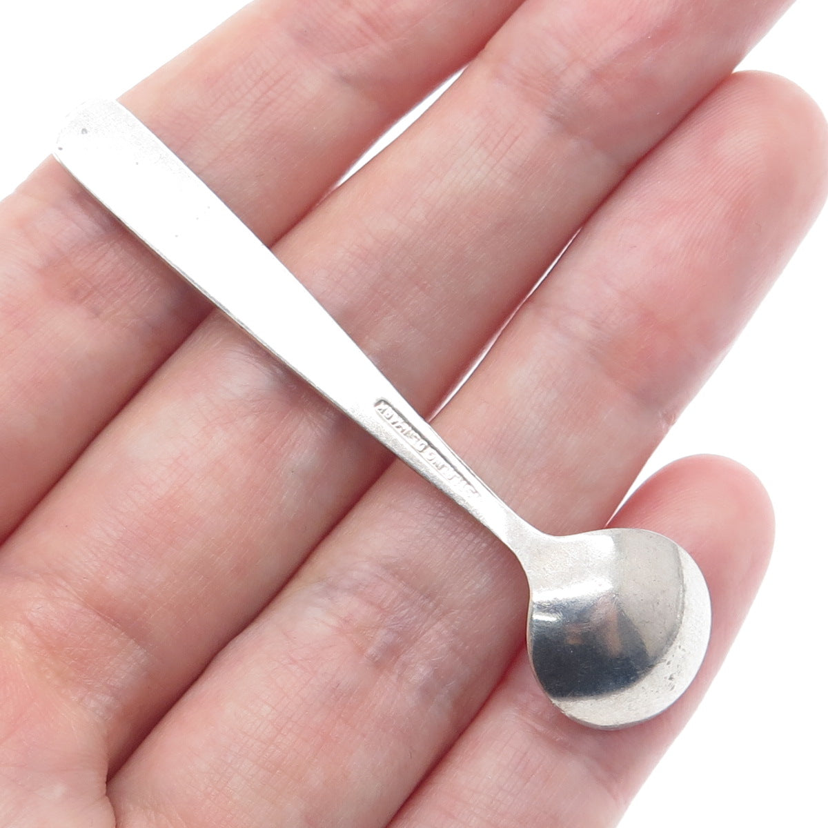 MEKA 925 Sterling Silver Vintage Denmark Guilloche Enamel Salt & Spices Spoon