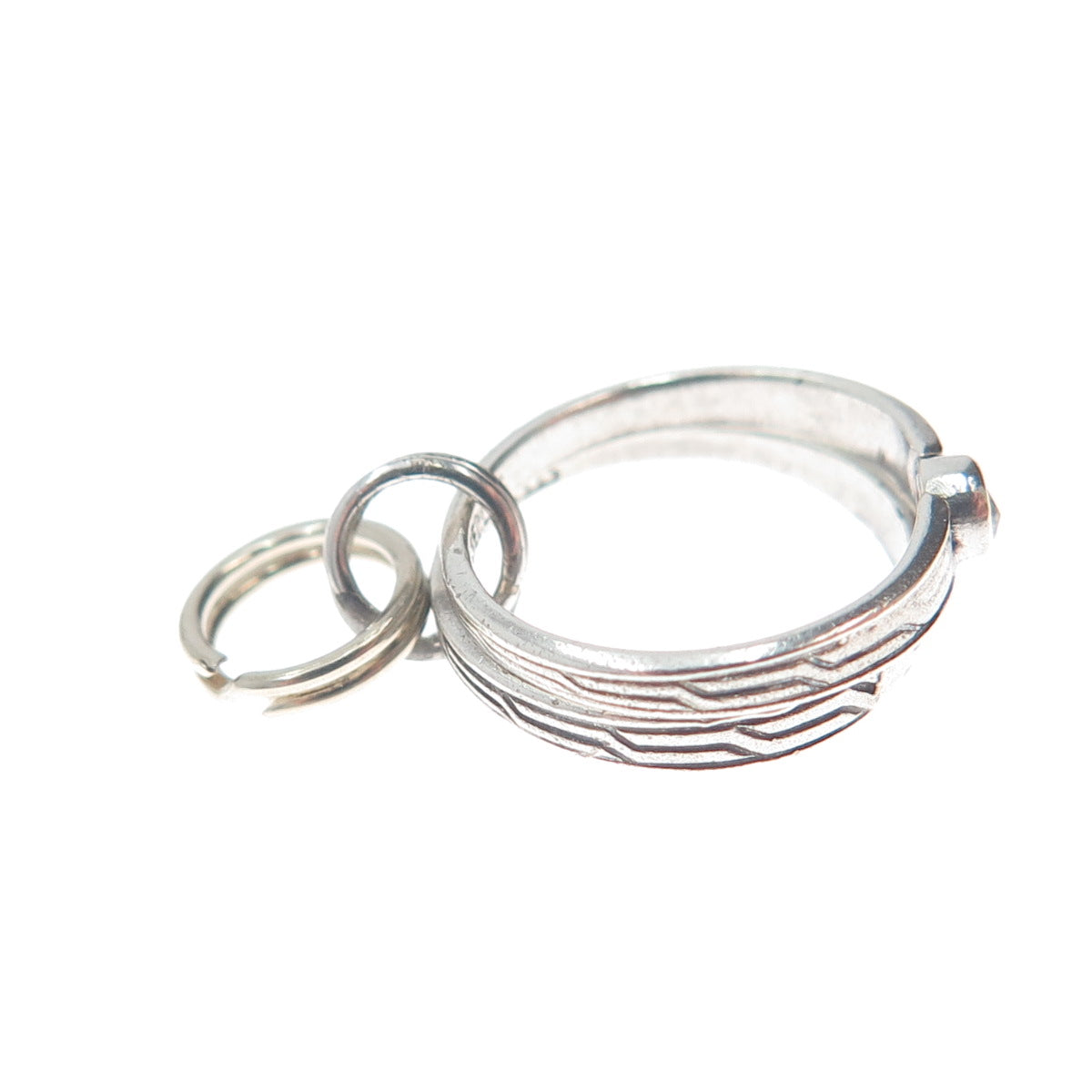 925 Sterling Silver Vintage Rhinestone SET of 2 Wedding Bands Minimalist Pendant