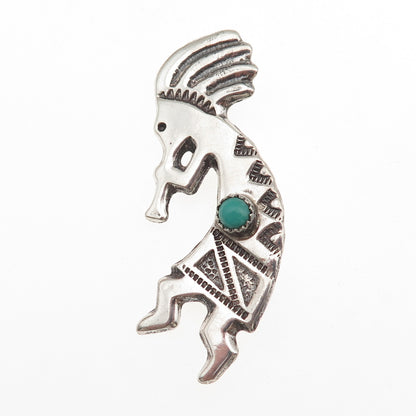 Jamison Kee Navajo Old Pawn 925 Sterling Vintage Turquoise Kokopelli Pin Brooch