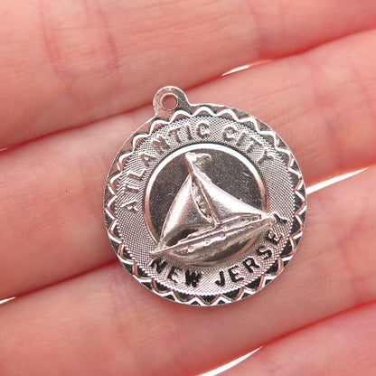 925 Sterling Silver Vintage Sailboat Atlantic City NJ Charm Pendant