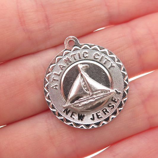 925 Sterling Silver Vintage Sailboat Atlantic City NJ Charm Pendant