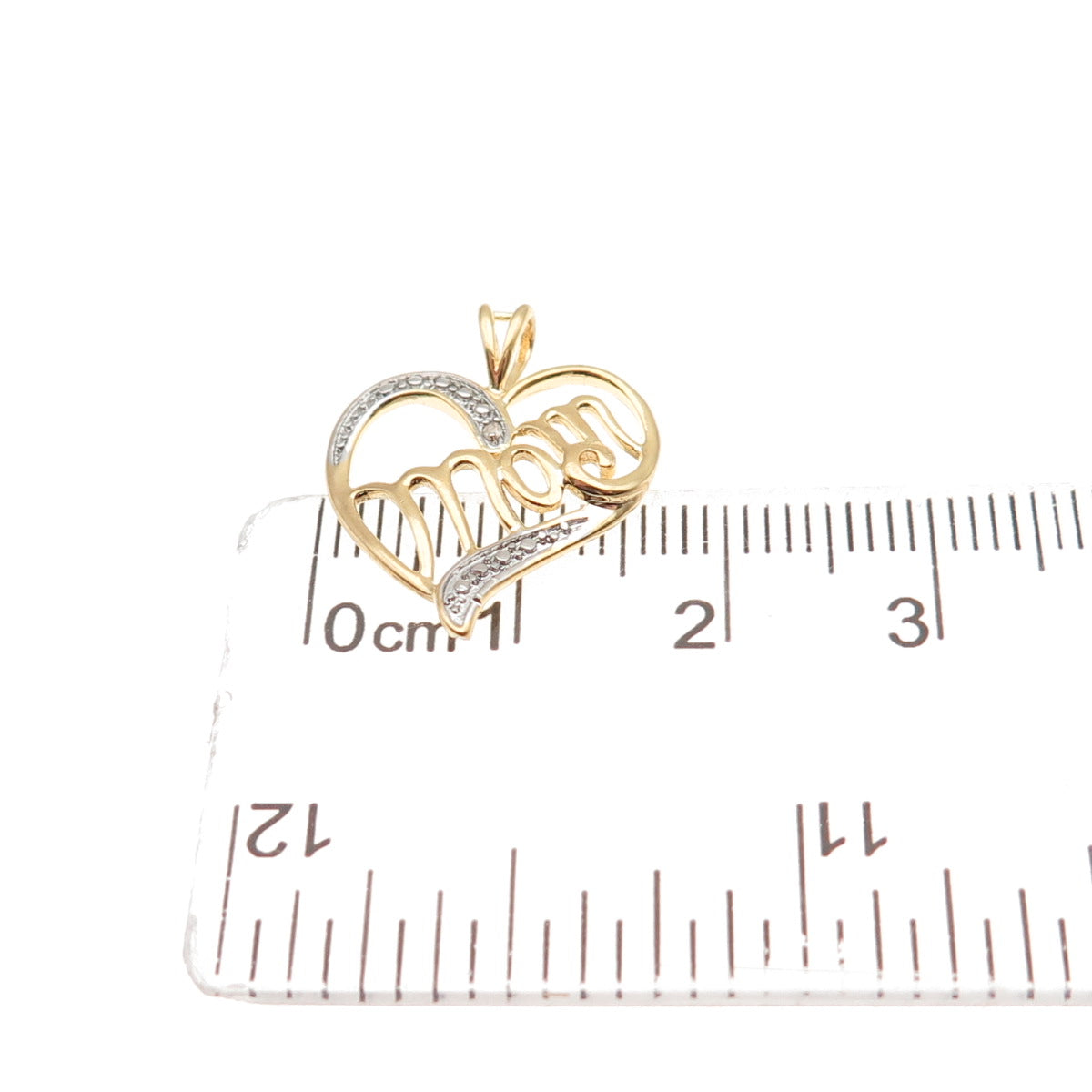 MICHAEL ANTHONY Sterling Gold Plated Real Diamond Accent Mom Heart Mini Pendant