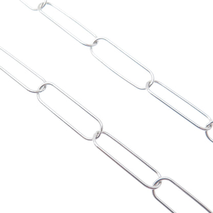 925 Sterling Silver Italy Paperclip Chain Necklace 24"