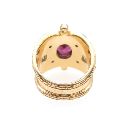 Michael Drechsler Sterling Gold Plated Tourmaline Aquamarine & Topaz Ring Size 7