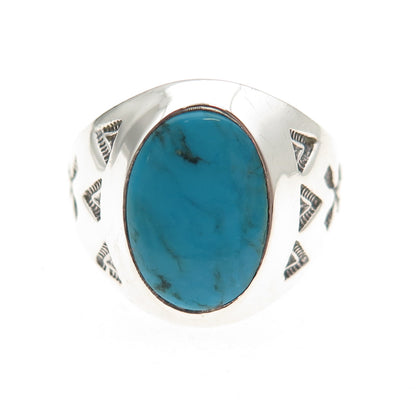Wheeler Mfg Old Pawn 925 Sterling Silver Vintage Turquoise Arrow Ring Size 9.25