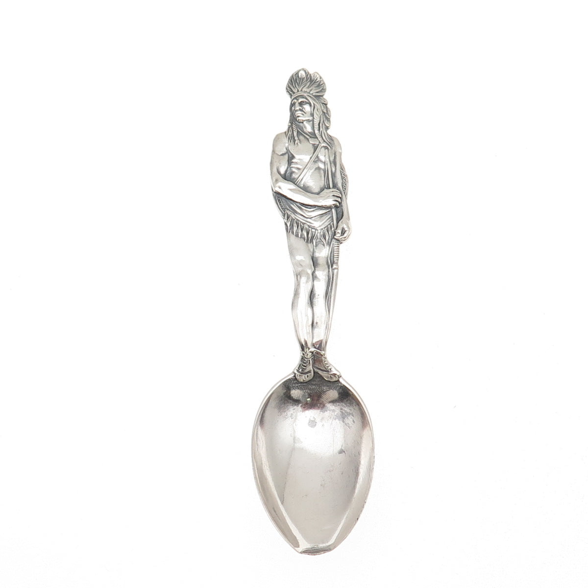 Mechanics 925 Sterling Silver Antique Art Deco Indian Chief Coffee Spoon