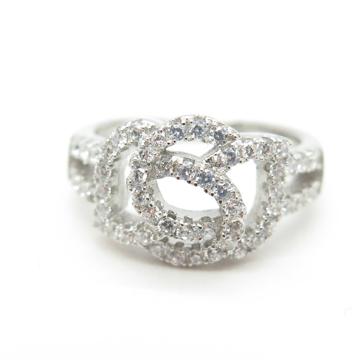 925 Sterling Silver Pave C Z Ring Size 5.5