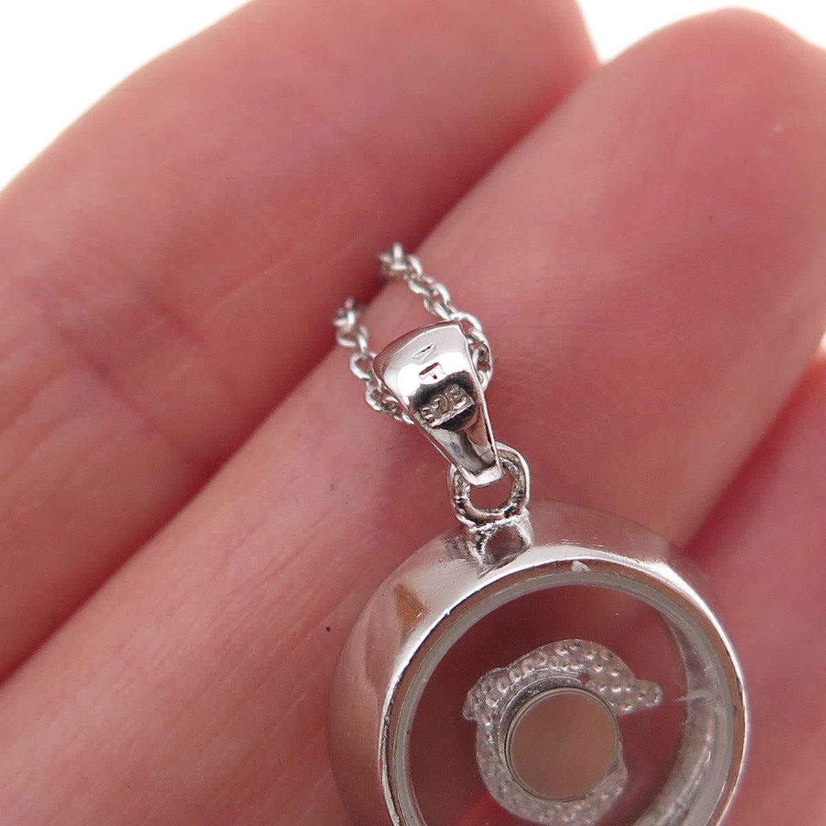 925 Sterling Silver Real Round-Cut Diamond Dolphin Cable Chain Necklace 18"