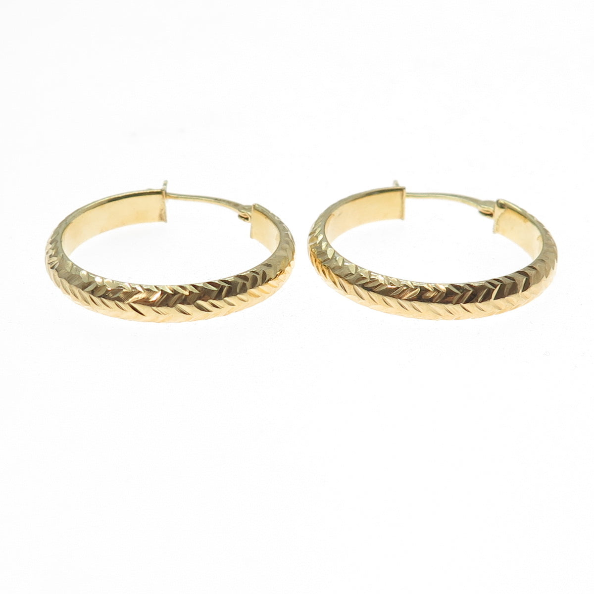 925 Sterling Silver Gold Plated Diamond-Cut Hoop Earrings