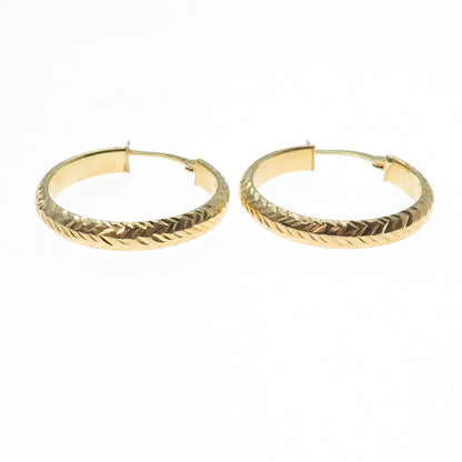925 Sterling Silver Gold Plated Diamond-Cut Hoop Earrings