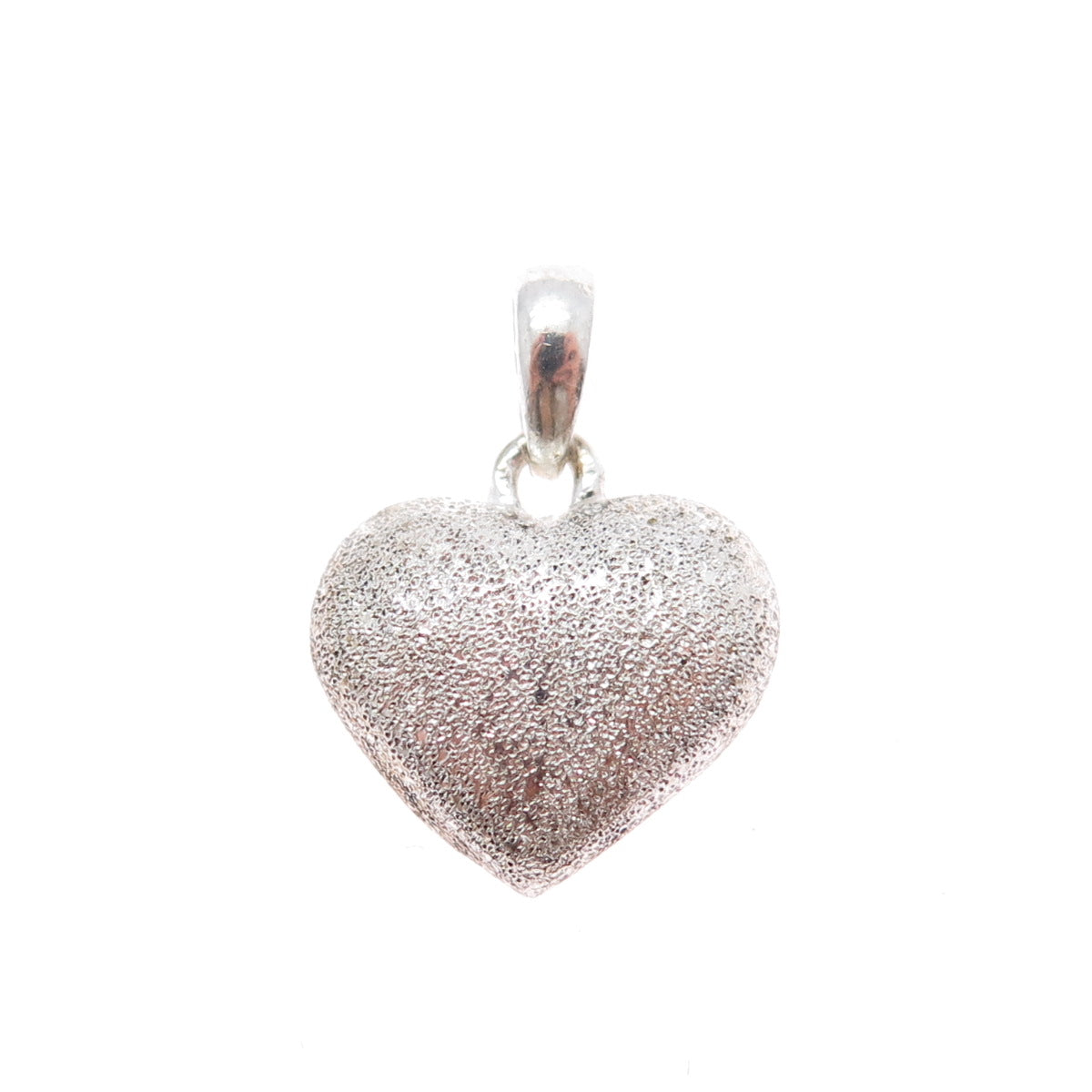 925 Sterling Silver Vintage Textured Heart Minimalist Charm Pendant