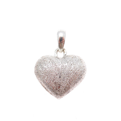 925 Sterling Silver Vintage Textured Heart Minimalist Charm Pendant
