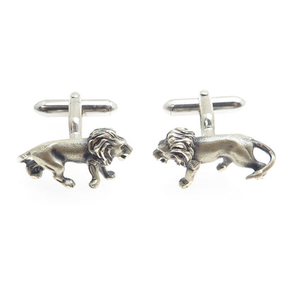 925 Sterling Silver Antique Lion / Leo Zodiac Sign Cufflinks