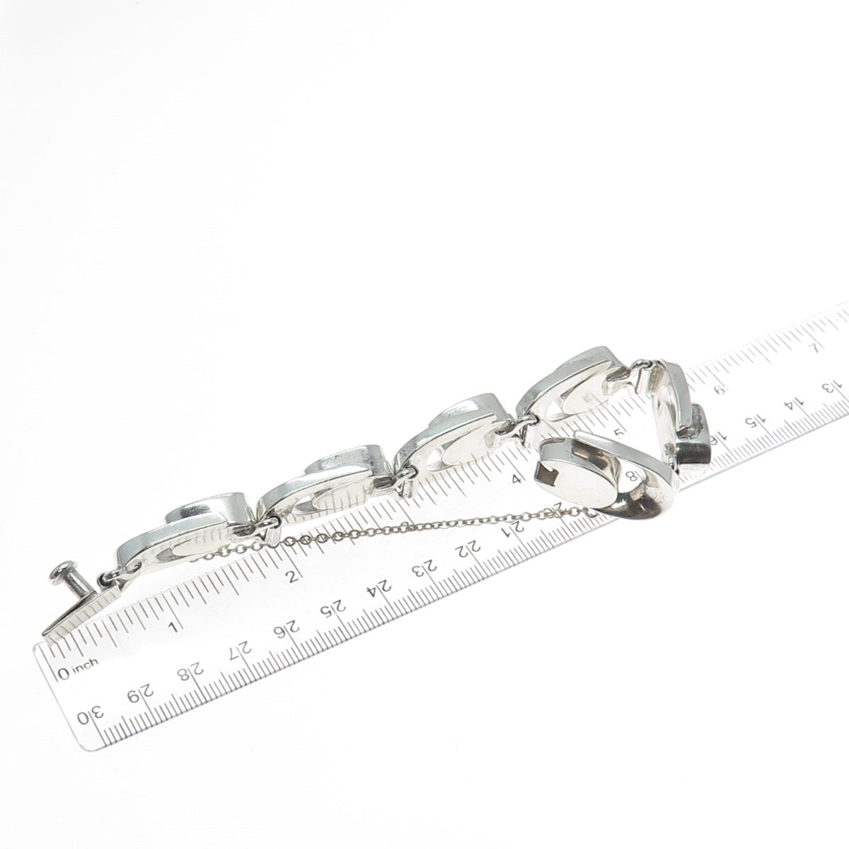 925 Sterling Silver Vintage Mexico Modernist Link Bracelet 7"