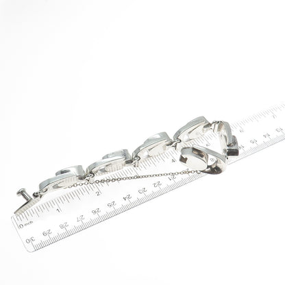 925 Sterling Silver Vintage Mexico Modernist Link Bracelet 7"