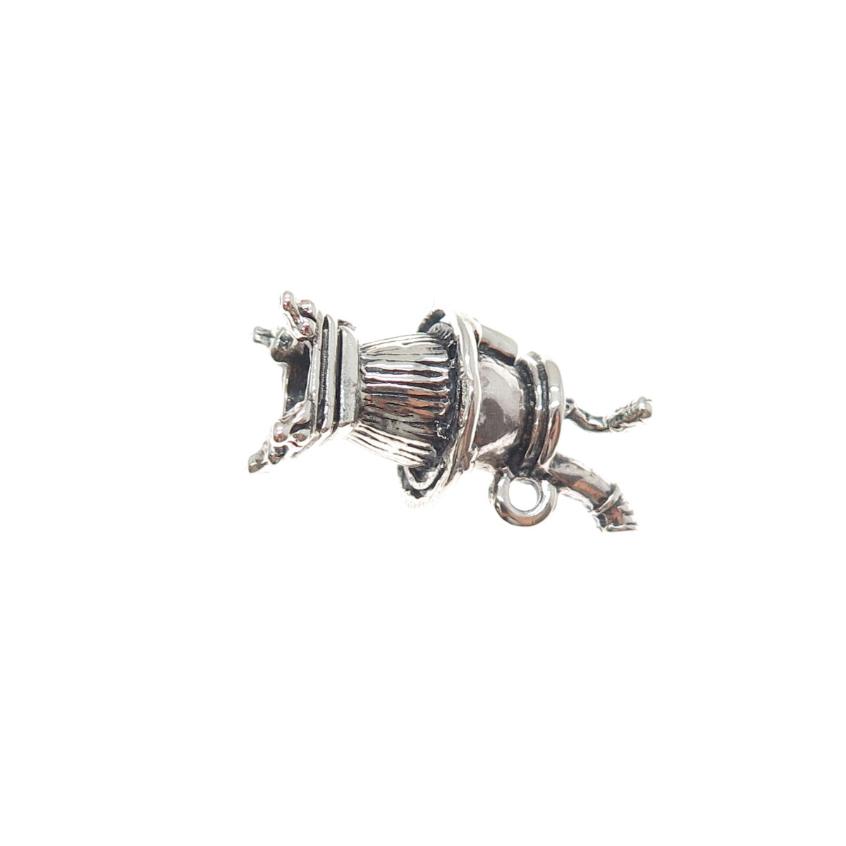 925 Sterling Silver Vintage Potbelly Stove Oxidized 3D Charm Pendant