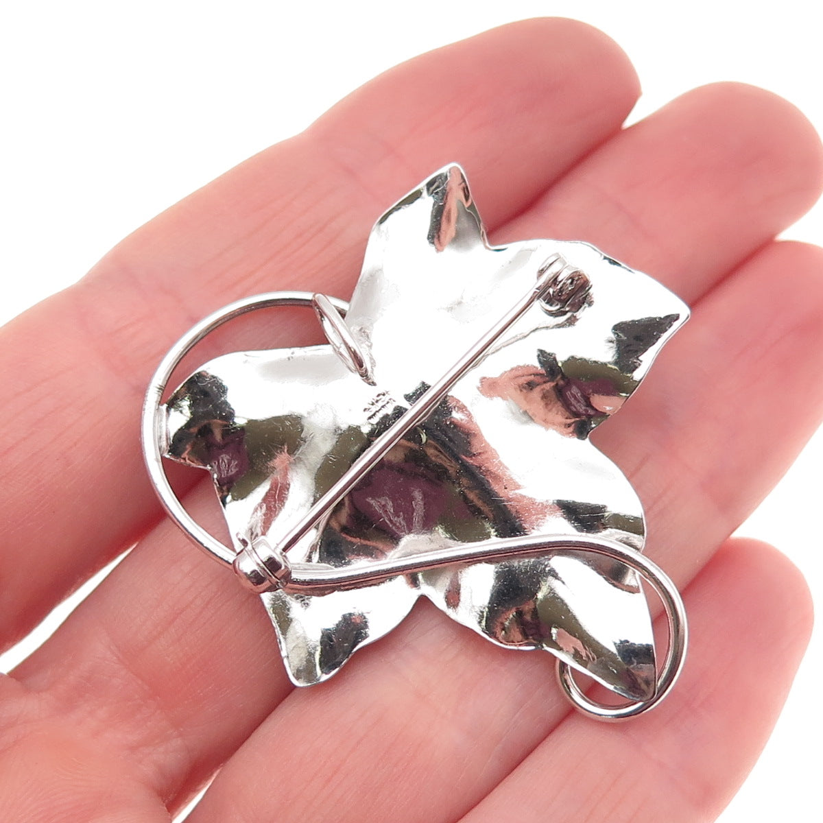 Carl Art 925 Sterling Silver Vintage Floral Leaf Pin Brooch / Pendant