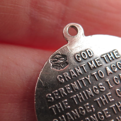 925 Sterling Silver Antique Art Deco Prayer Hands Oxidized Charm Pendant