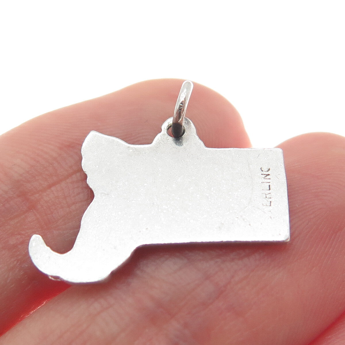 925 Sterling Silver Vintage Enamel "Massachusetts" State Map Charm Pendant
