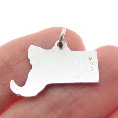 925 Sterling Silver Vintage Enamel "Massachusetts" State Map Charm Pendant