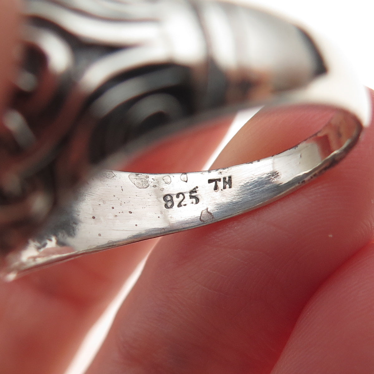 925 Sterling Silver Vintage Crescent Moon & Star Oxidized Dome Ring Size 11