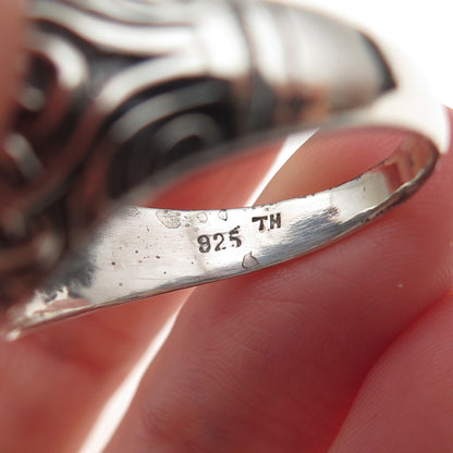 925 Sterling Silver Vintage Crescent Moon & Star Oxidized Dome Ring Size 11