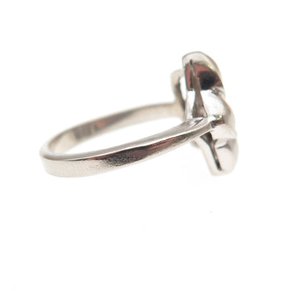 925 Sterling Silver Vintage Hawaiian Plumeria Flower Ring Size 6