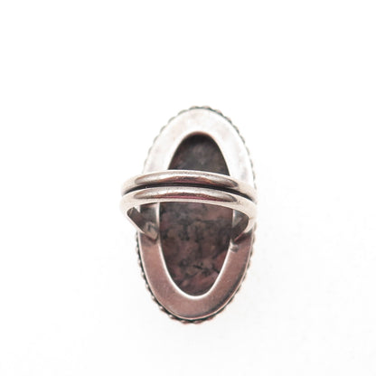 Old Pawn 925 Sterling Silver Vintage Southwestern Rhodonite Ring Size 3.75