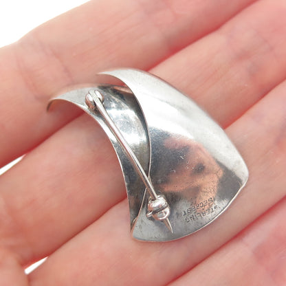 RUSSELL SECREST 925 Sterling Silver Vintage Modernist Oxidized Pin Brooch