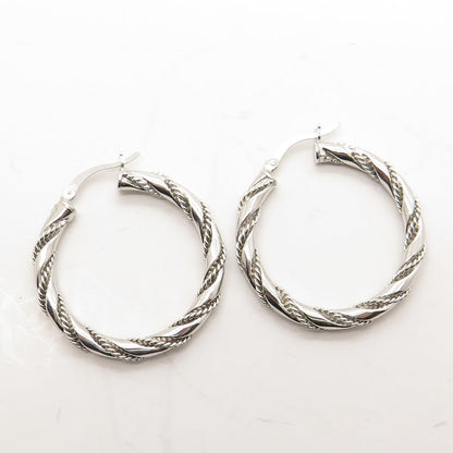 HANIN 925 Sterling Silver Twisted Hinged Hoop Earrings