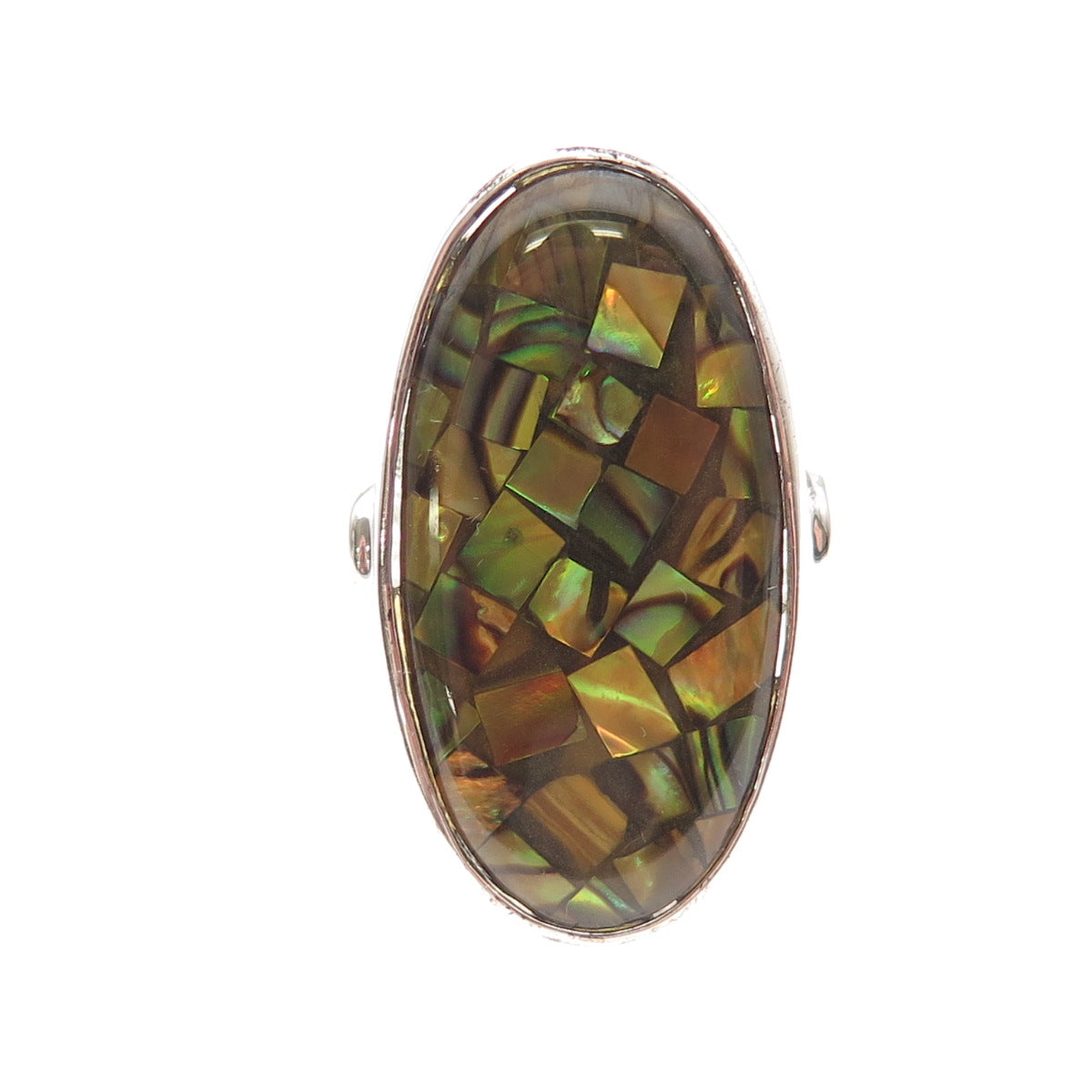 925 Sterling Silver Real Abalone Shell Inlay Ring Size 7